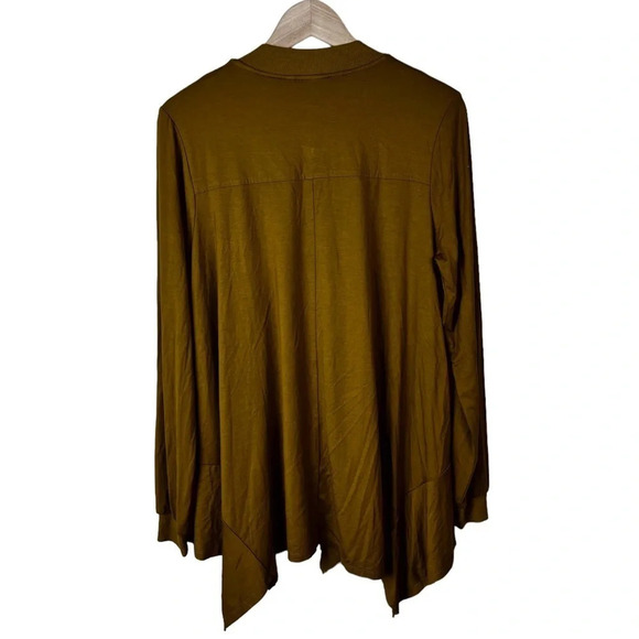 LOGO by Lori Goldstein • Rayon 230 Bomber Cardigan w/ Rib Detail - Picture 2 of 6
